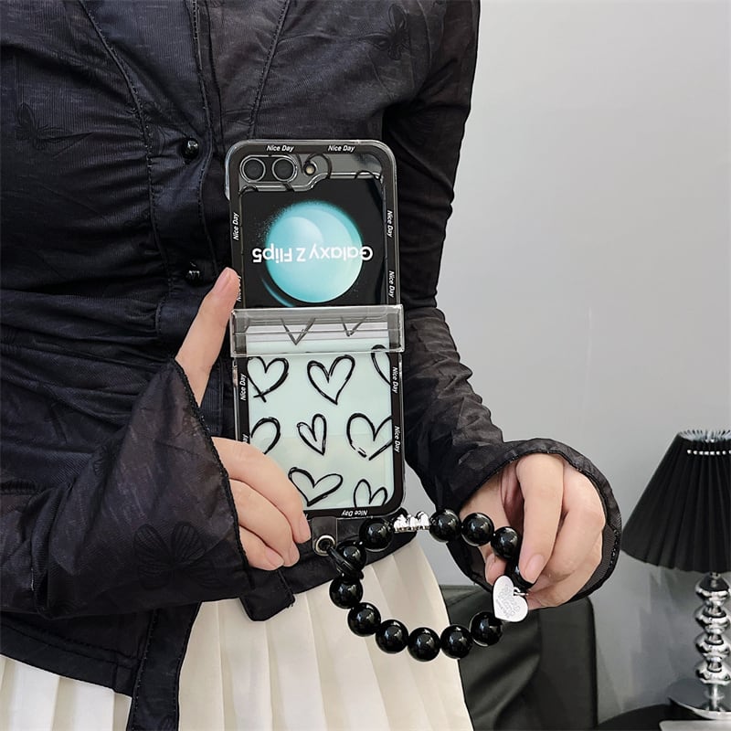 折り畳み式】Galaxy Z Flip5ケース Flip4 Flip3カバー ストラップ付き