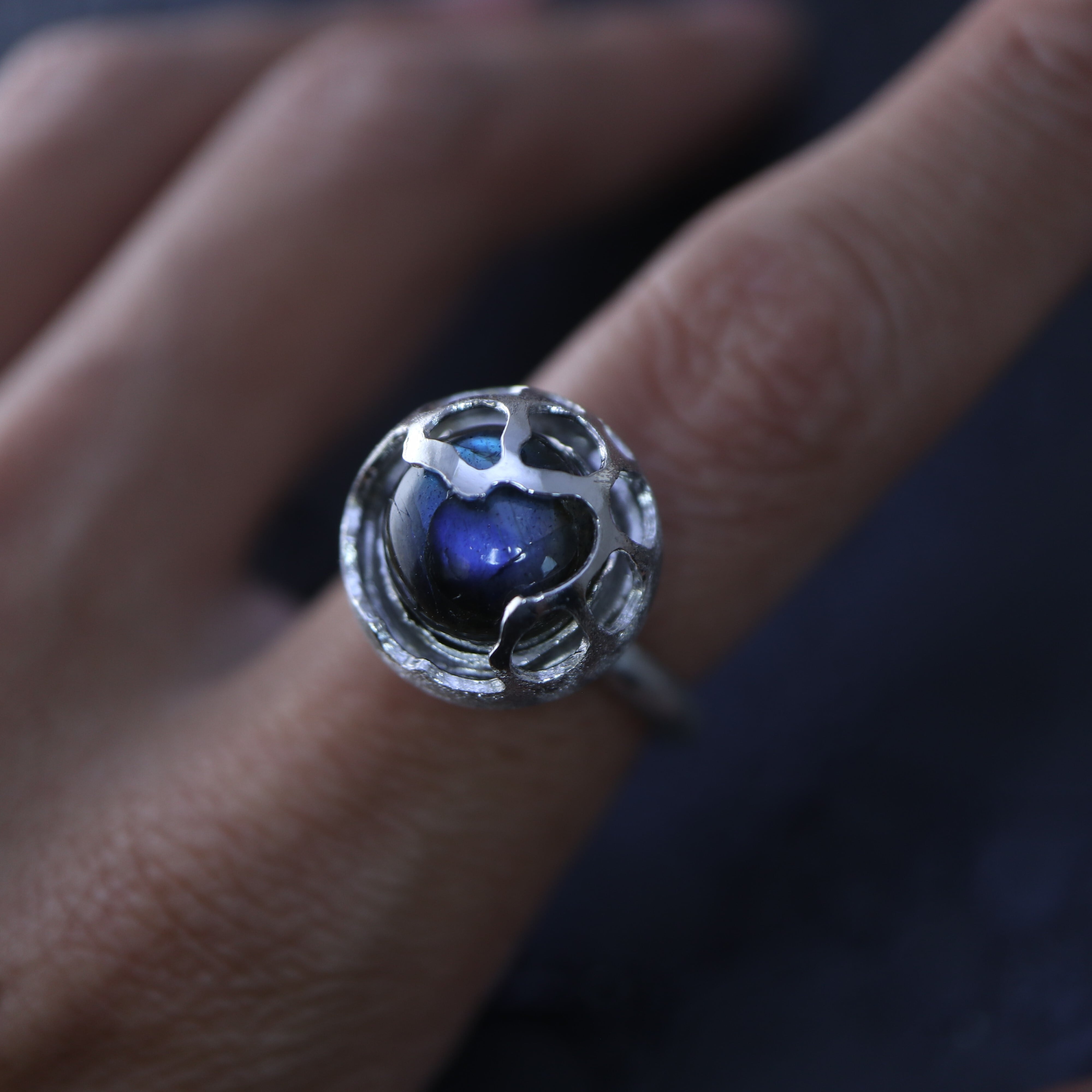 大粒レインボーフローライト K14gfリング 11号 1点もの