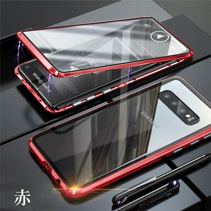 最高の品質 両面 クリアガラス iPhone11proケース アルミバンパー 赤