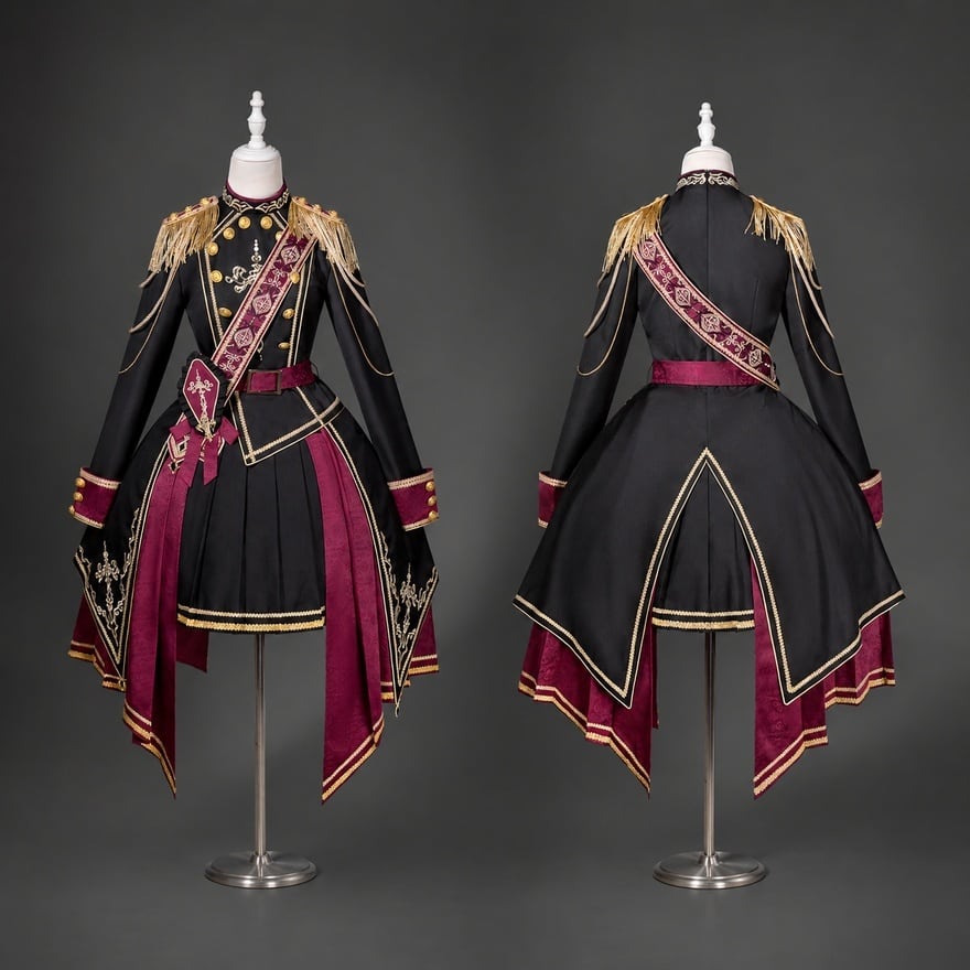 早割11月8日まで】深紅の勲章が輝く夜 軍服ロリータ3点セット