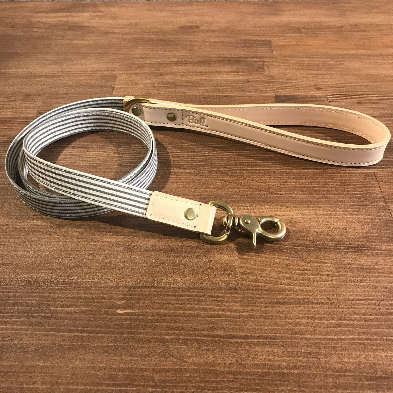 Bull. ストライプ × オークレザー コンビ リーシュ（リード） - 1