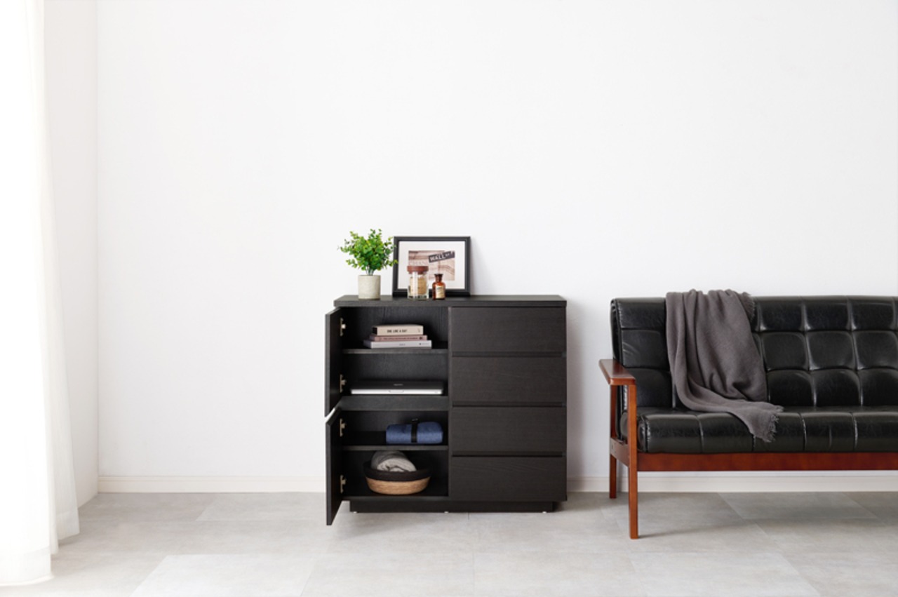 木目調デザイン キャビネット 幅79cm