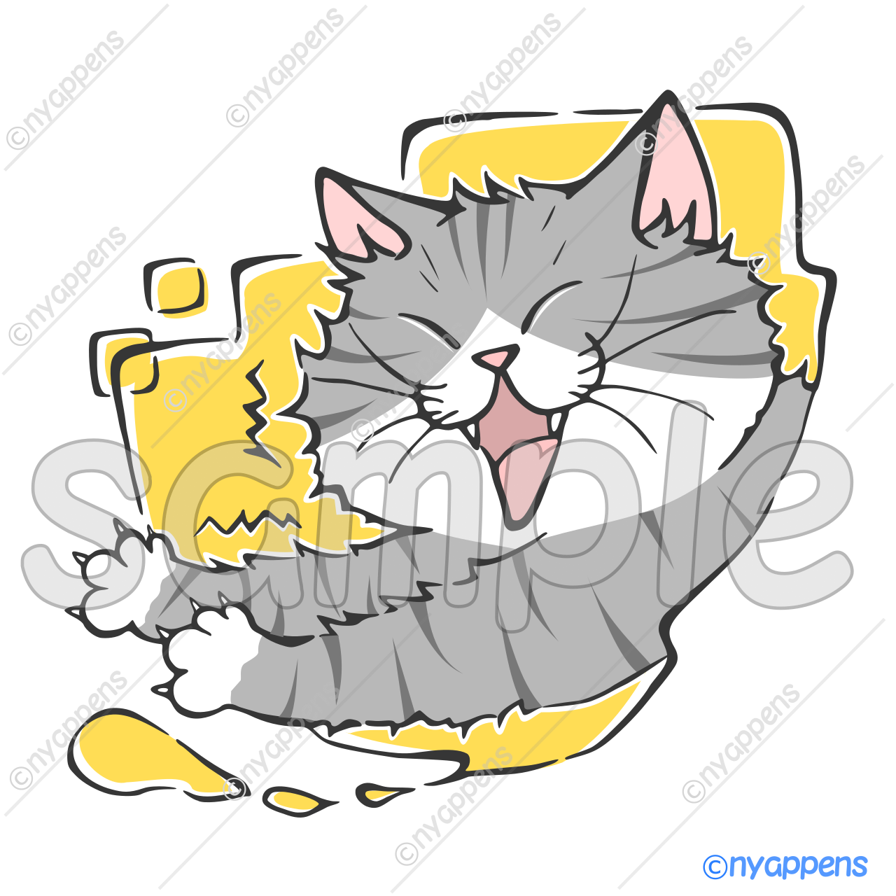 【商用利用OK】ほのぼの手書き猫イラスト<S2>のびー!