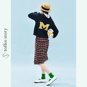 赤チェックとリボン裾のカジュアルハーフパンツ 《i0774》
