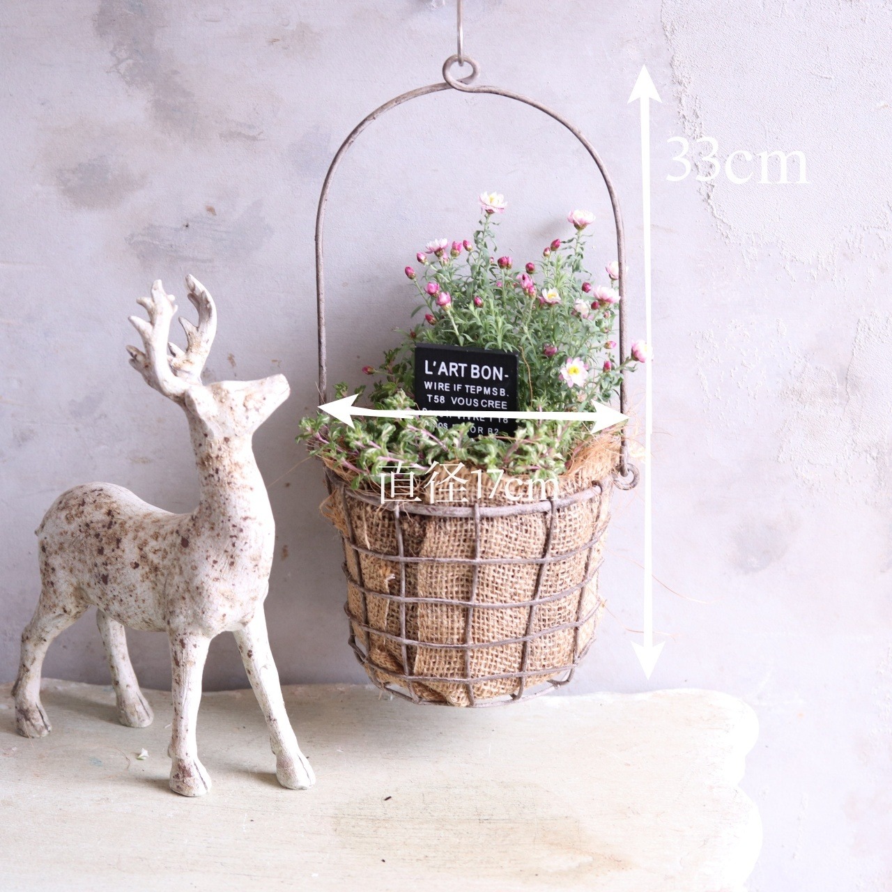 mondimanche　寄せ植え　ヘリクリサムななこバッグ｜　寄せ植え　届いてすぐ玄関に飾れる 　プレゼントにもオススメ　