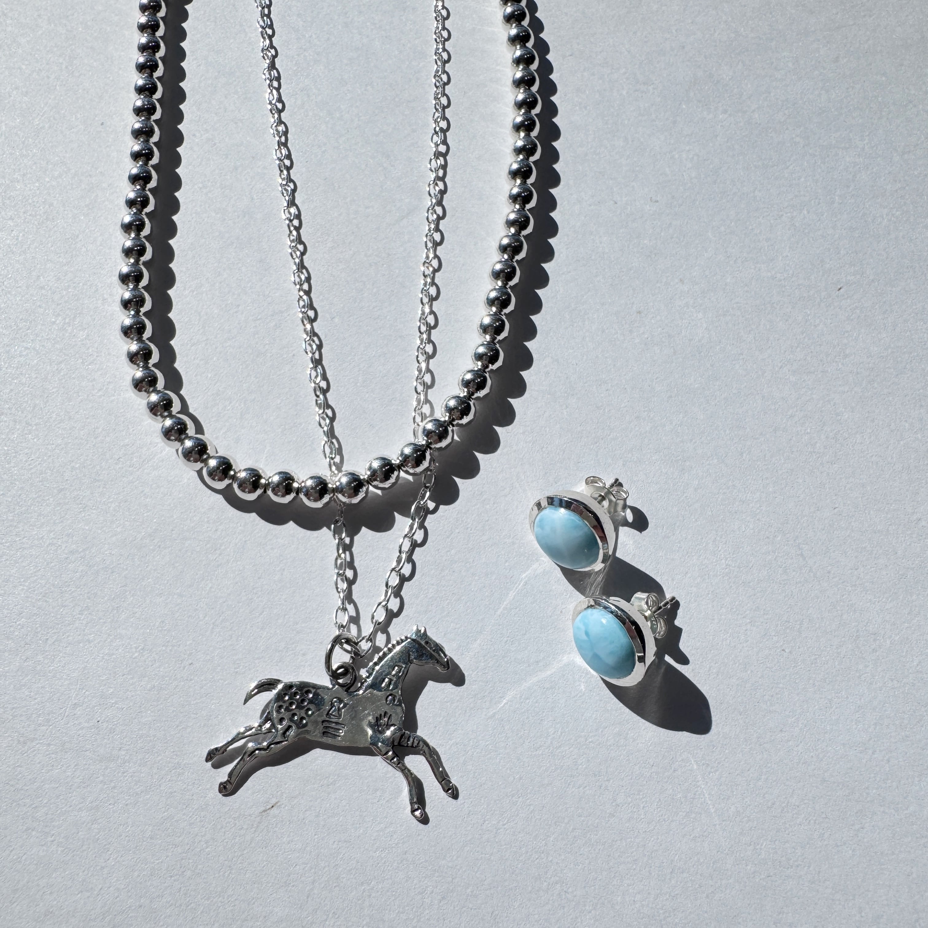 ラリマー ラウンド スタッド ピアス 直径1.2 cm | 【公式通販】鎌倉の