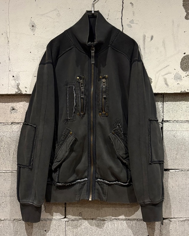 【Caka otto】 Corduroy Switching Insideout Design Loose Zip Up Sweat Jacket