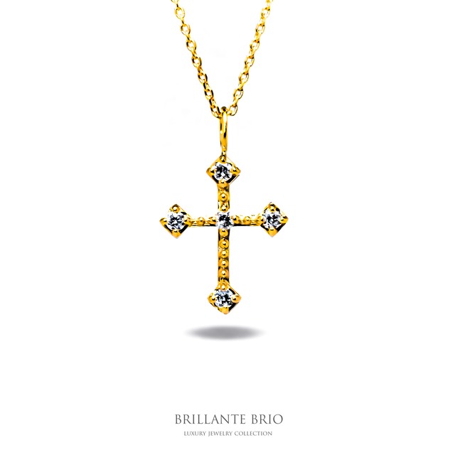 【K18】5diamond cross necklace