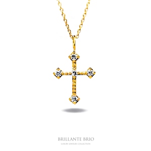 【K18】5diamond cross necklace