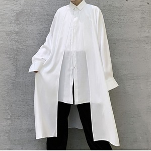 Side Slit Long Draped Design Shirt【L0307】