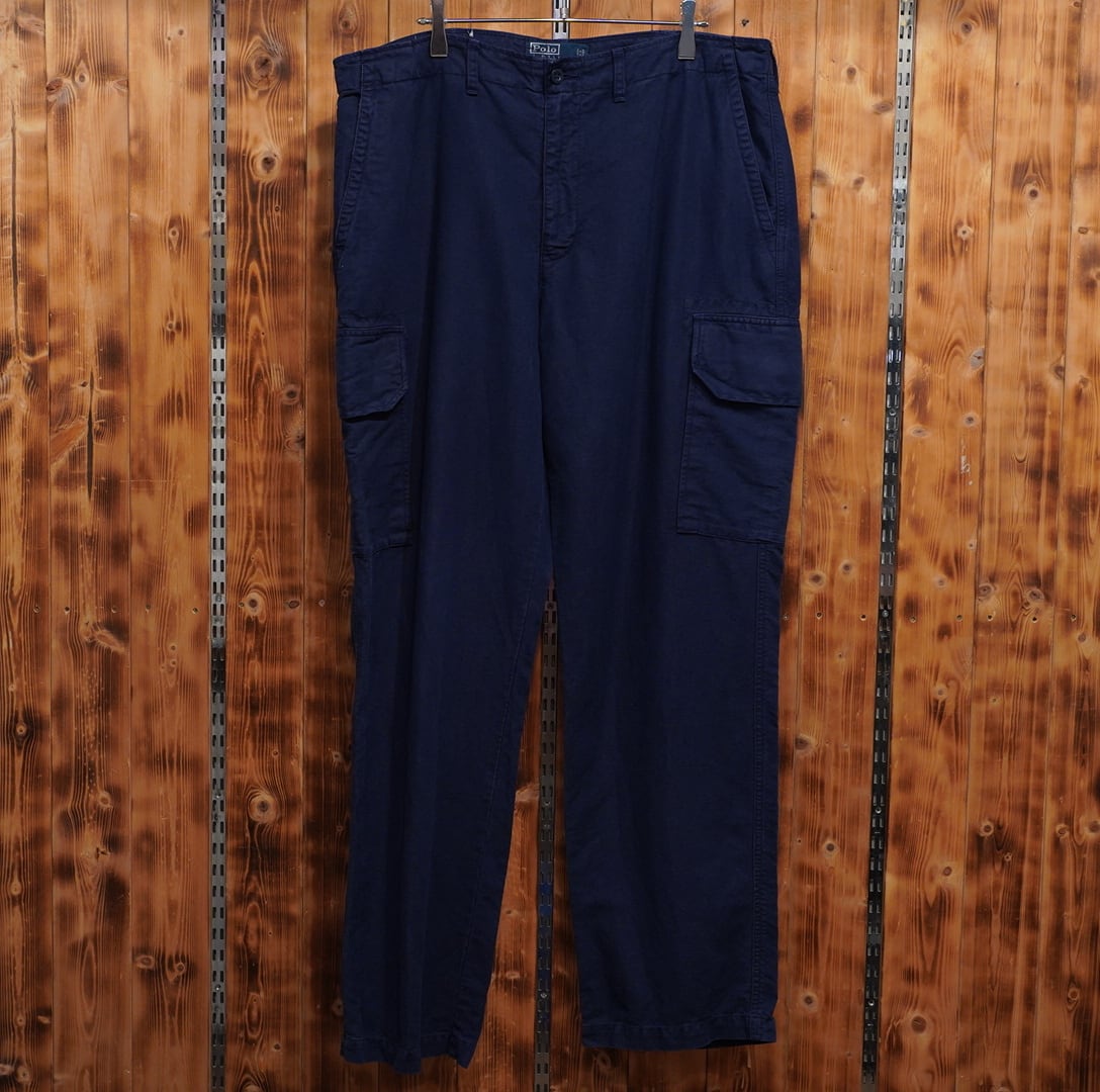 ralphlauren リネン コットン カーゴパンツ ネイビー W36/ラルフローレン