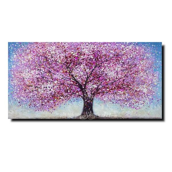 1パネル 青空と桜風の大きな木 Sサイズ 油彩画 インテリア 1パネル 青空と桜風の大きな木 Sサイズ 油彩画 インテリア