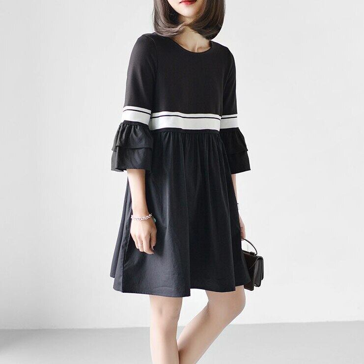 【新作】【送料無料】 2018春夏妊娠ウェアマタニティドレスファッション蓮の袖無地ドレスラージサイズ 大きめサイズ スプリング 春物 サマー 夏物 ソリッドカラー AL expec320386158255