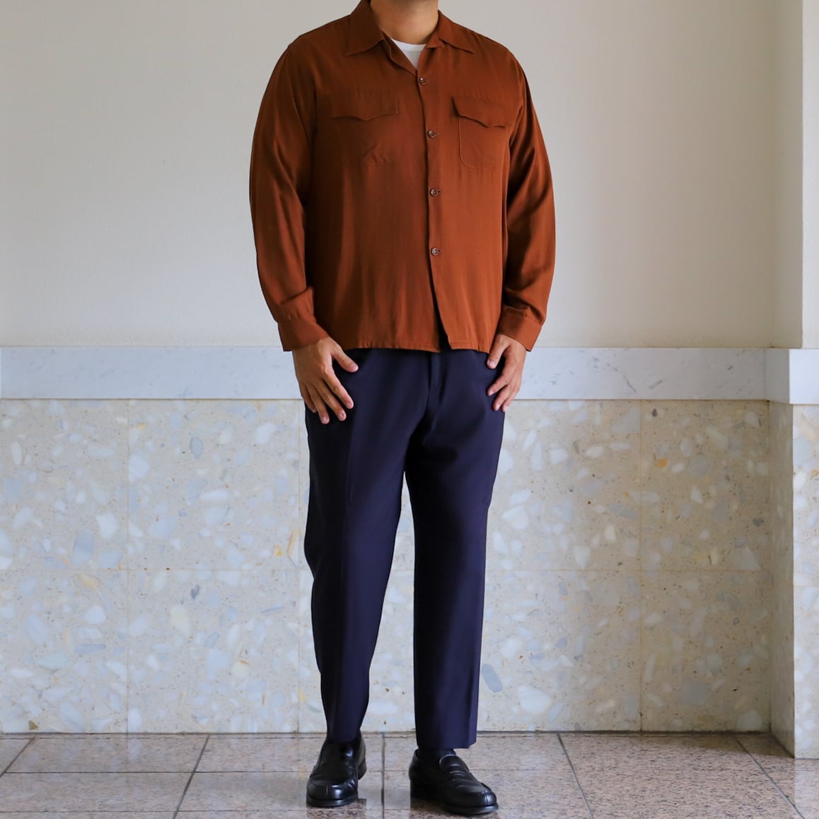 極美品】50s special Vintage rayon shirt khaki brown special