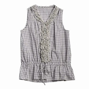 [Two Days off] vintage checked lace sleeveless top