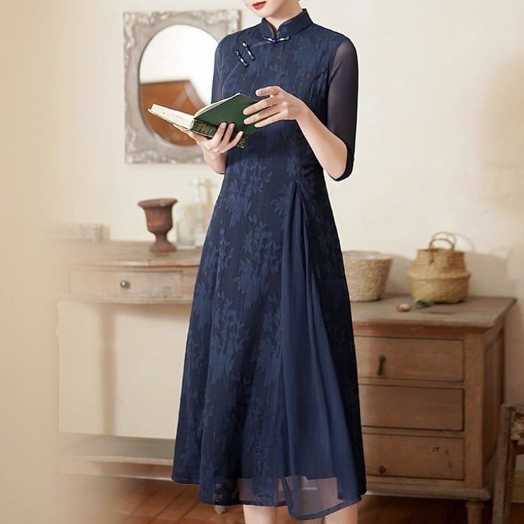 チャイナエレガント　ロングワンピース　2カラー　YS00063