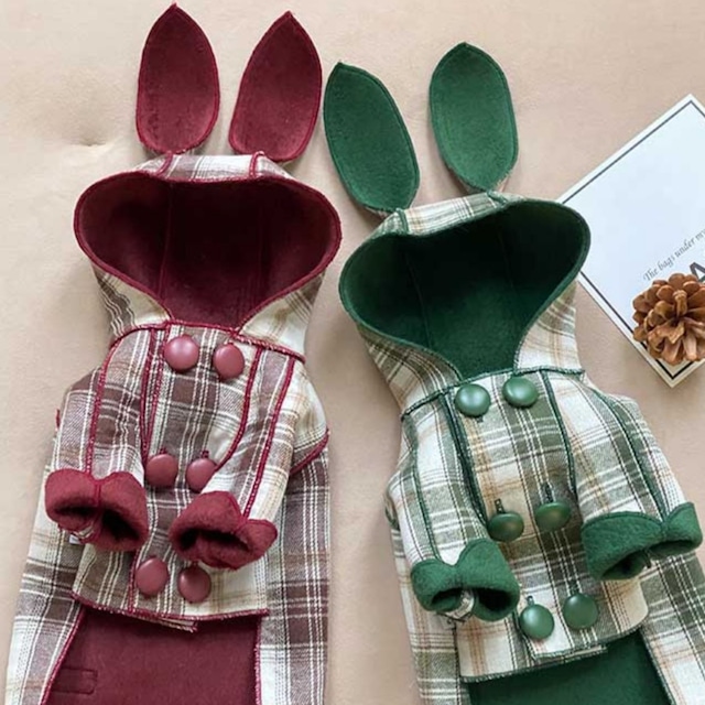 ＜2色展開＞タータンチェックうさ耳コート0396