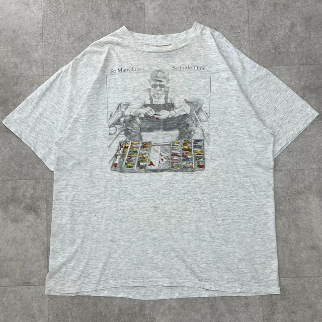USA製　ONEITA 90s オールド　Tシャツ　ルアー　釣り　アート　XL