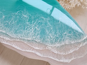 119.オーシャンレジンアート ホヌ型小パネル3wave