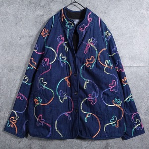 Gradient Motif Design Fleece Denim Jacket