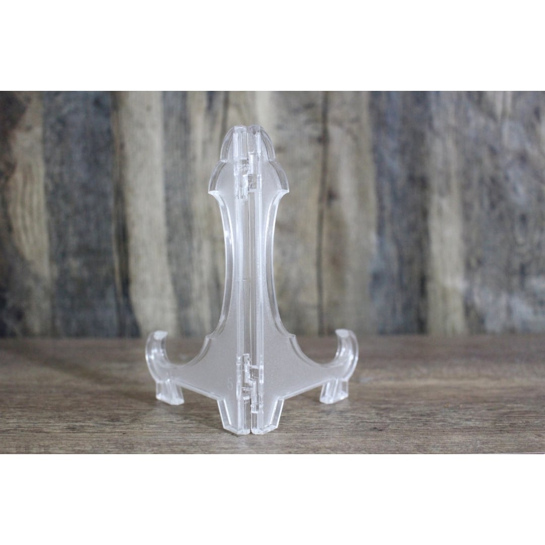 骨董品　皿とディスプレイスタンド 皿立 プラスチック クリスタル 5号 店舗用品 演出・ディスプレイ什器