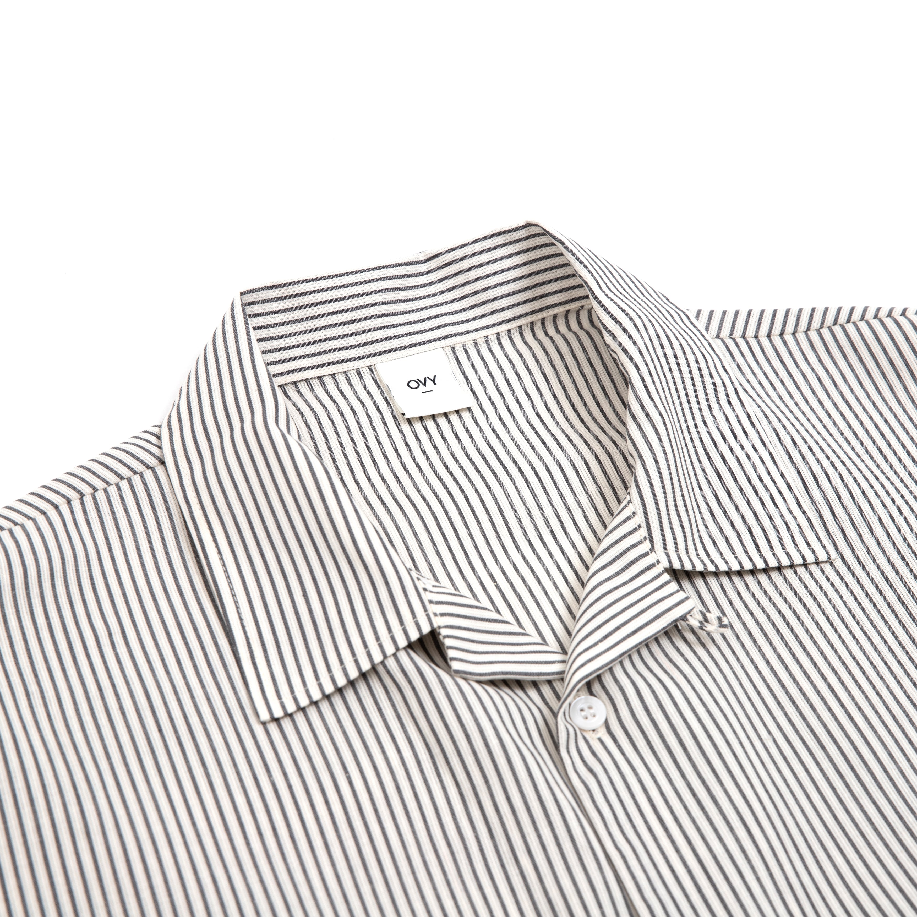 60's Open Collar Short Sleeve Shirts (black) | OVY