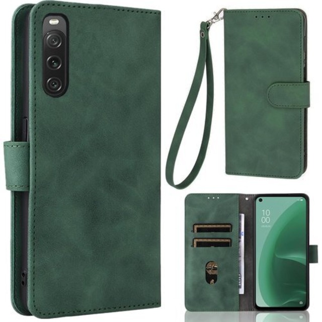 Xperia 10 V ケース 手帳型 ストラップ ース エクスぺリア10 V 手帳 エクスぺリア10V ケース エクスぺリア 10 V ケース エクスぺリア10 5 ケース Xperia10V SO 52D 携帯カバー case AIPITORR 滑り止め 合成レザー スタンド ストラップホール付き ストラップ付き 窓口式 カード入れ マグネット 手帳ケース カードケース つや消し 落ち着いた色 ダークグリーン エメラルド 2117