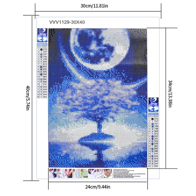 ダイヤモンドアートキット モザイクアート ダイアモンドビーズ絵画キット 5Dダイヤモンド絵画キット ビーズアート全面貼り付けタイプダイヤモンド塗装 クロスステッチキット 刺繍キット 30x40cm｜月と木