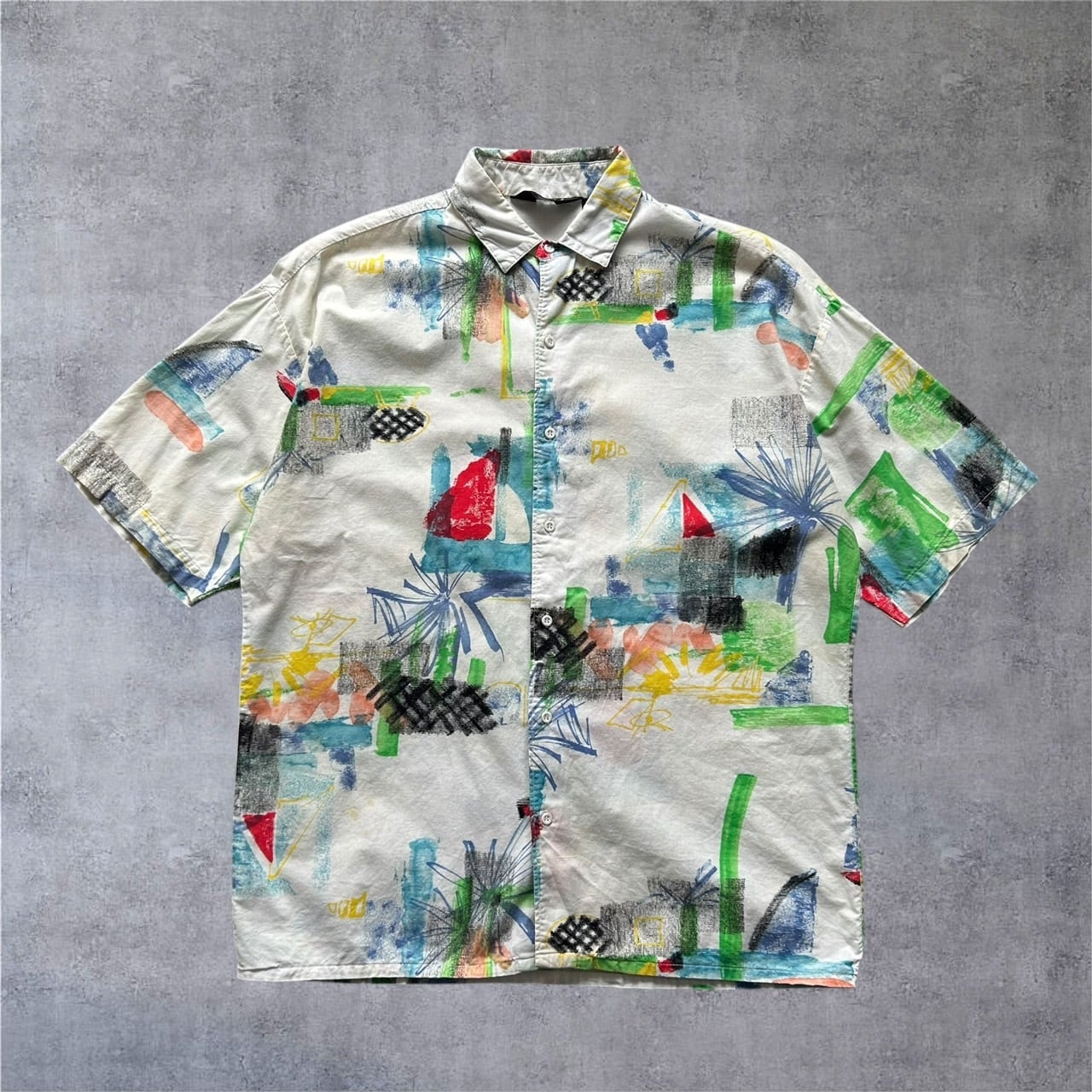 1980s〜 Hutspah All over print S/S cotton shirt 【高円寺店】