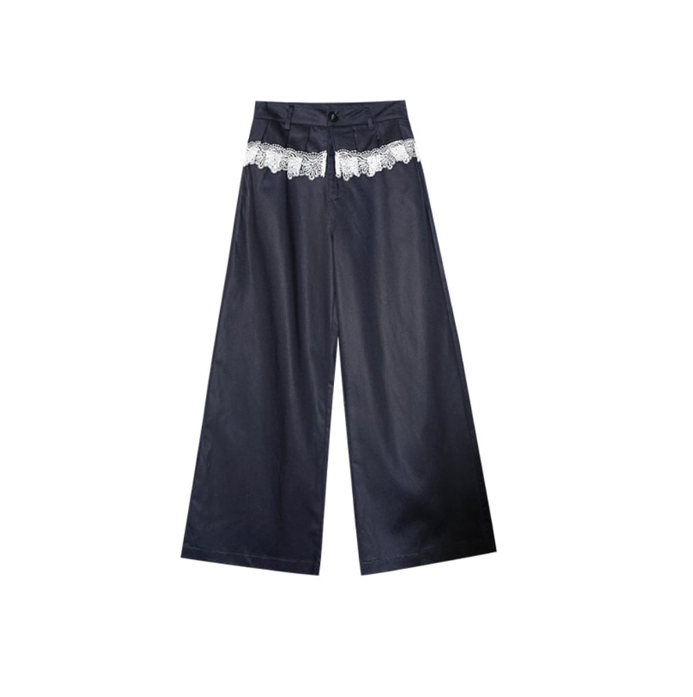 Lace wide straight pants