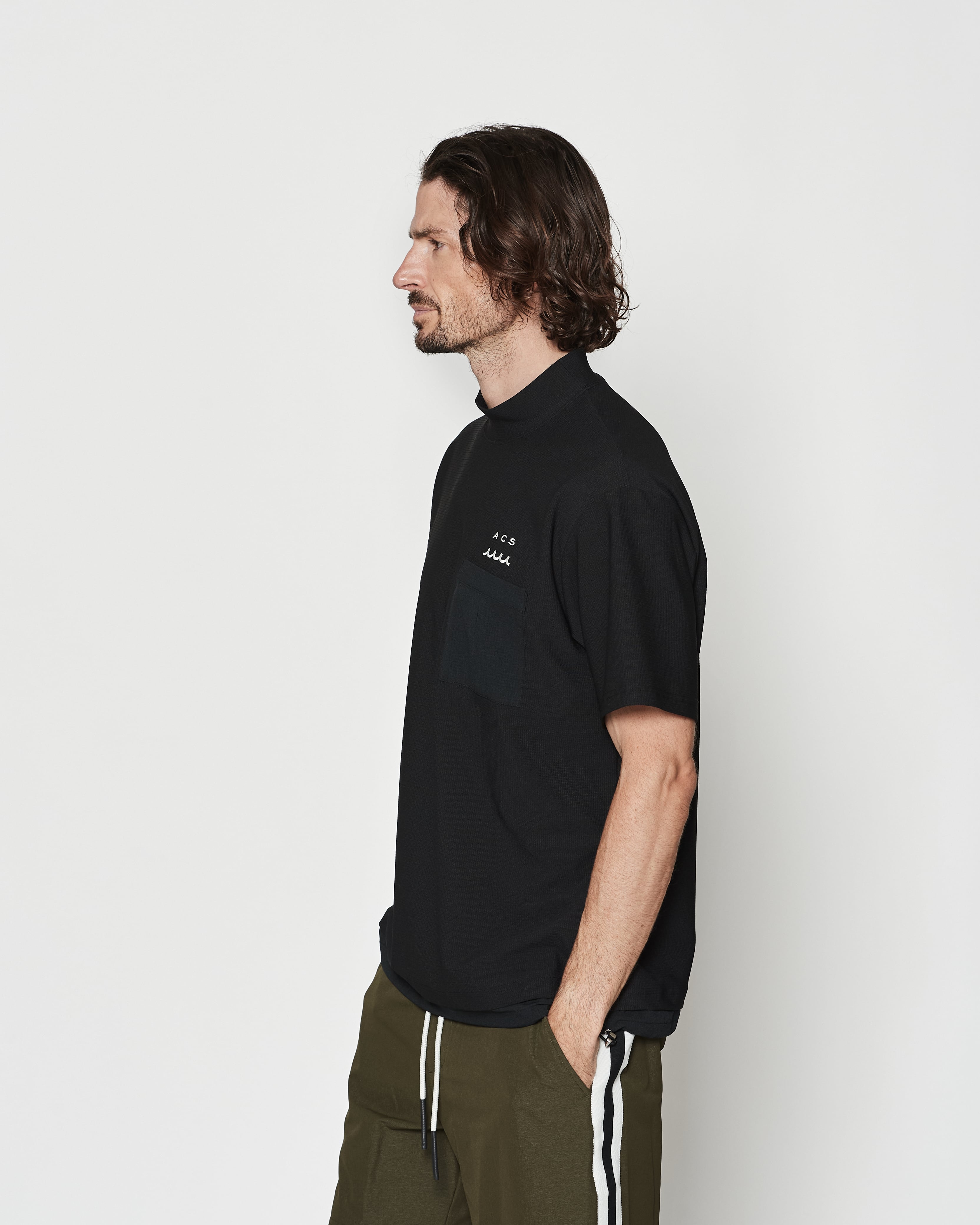 muta MARINE × ACANTHUS メッシュモックネックTシャツ | ACANTHUS