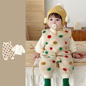 【BABY&KID】冬作カラフルドット柄ボア連体服＆インナーシャツ
