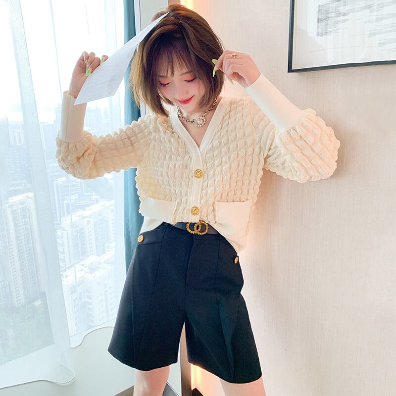 プリーツVネックトップス パンツ オータム 秋物 MIUCO78596953289