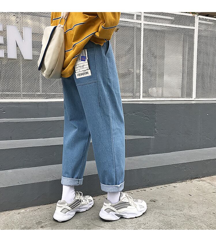 全2色 デニム パンツ ストレート カジュアル 無地 おしゃれ