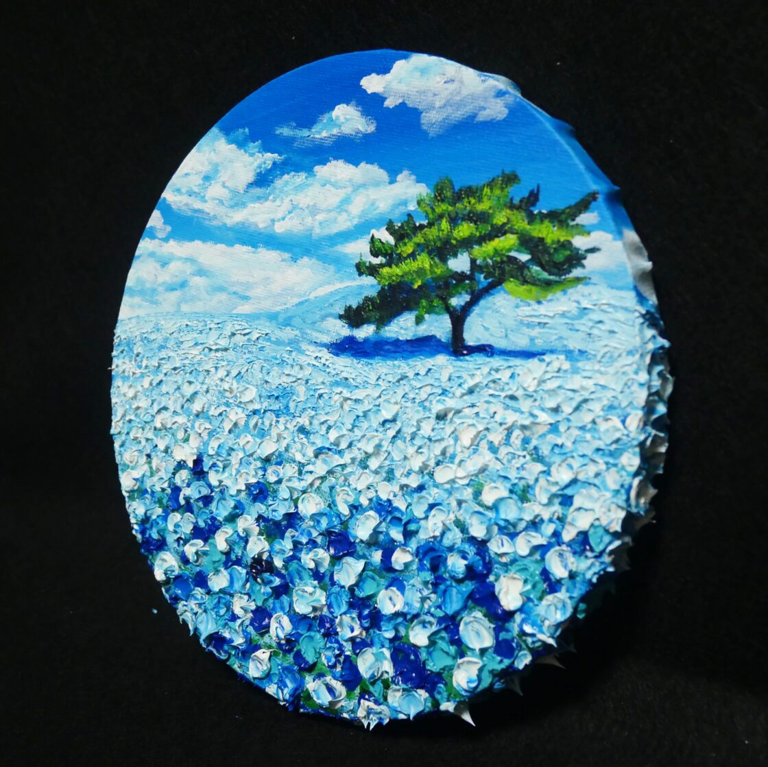 油絵 油彩 妬ま 油彩画 絵画 絵【青空の丘】