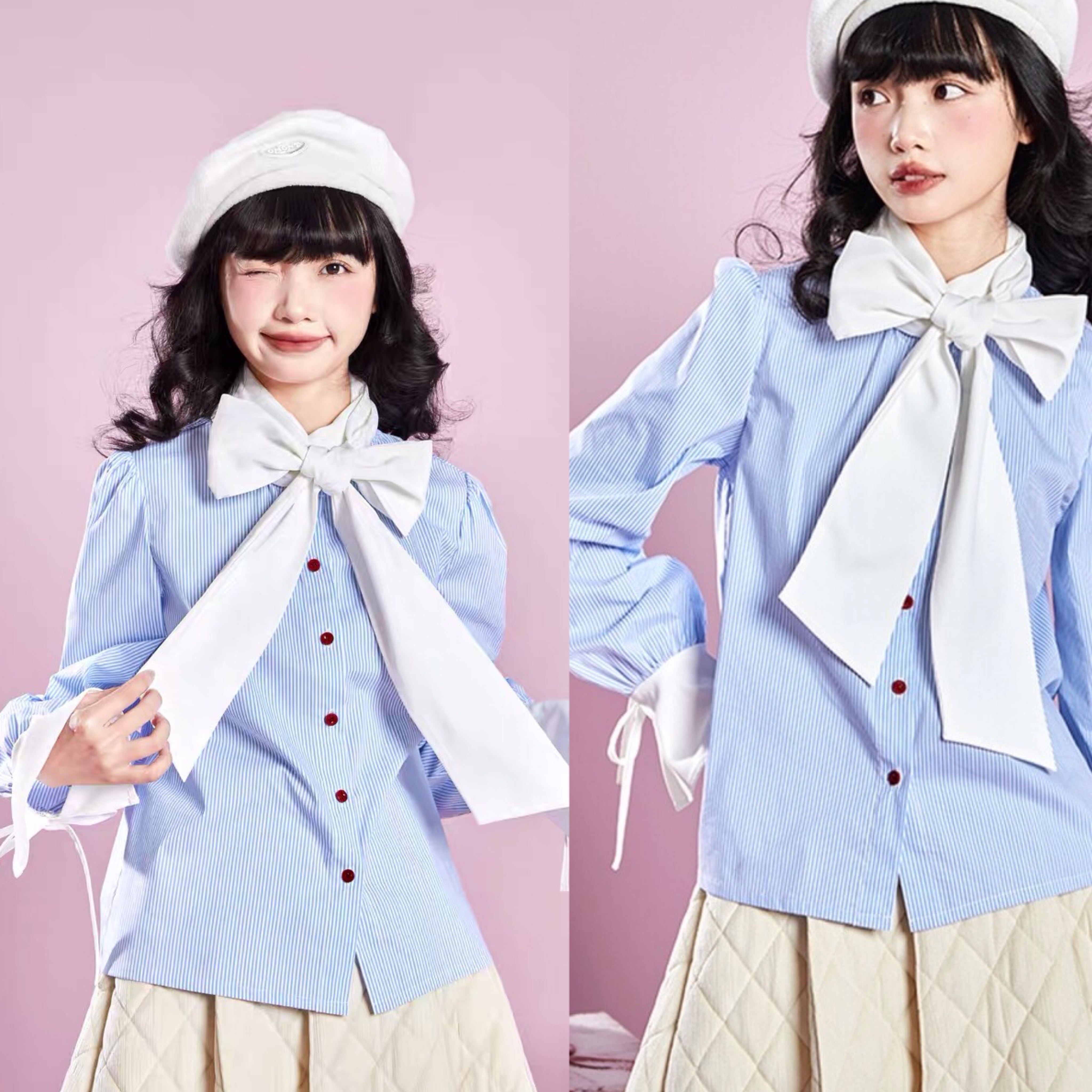 リテン ドロップリボンブラウス F ブルー レディース【中古】【新入荷】★ somari imaginationドロストリボンブラウス』