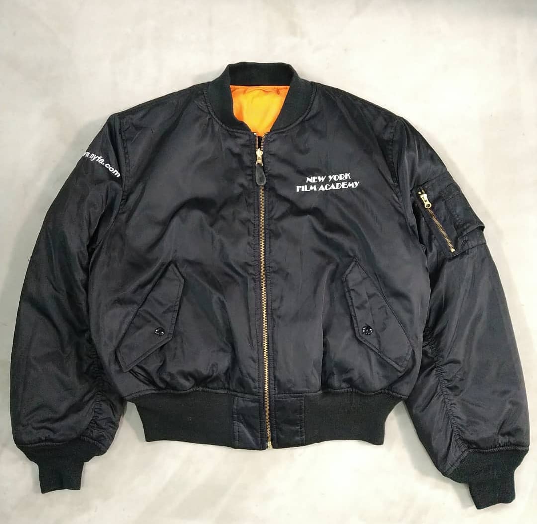 NEW 転げ落ちる YORK FILM ACADEMY MA-1 古着 企業ロゴ