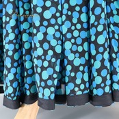 フラメンコ 衣装 ワンピース ドレス ブルー系 グリーン系 青 緑 柄 模様 長袖 ダンス パーティ レトロ 華やか フラメンコワンピース ロング丈 総柄 ステージ衣装 ダンス衣装 イベント フェミニン かわいい エレガント