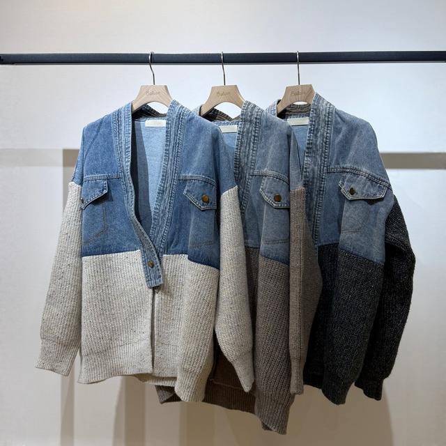 【限定店舗】デニムコンビカーディガン