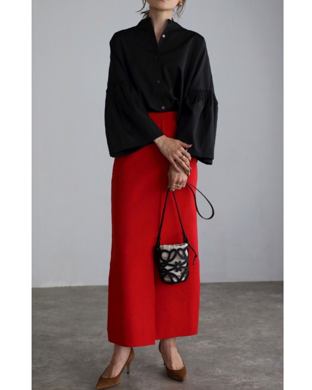 カラーニットIラインスカート