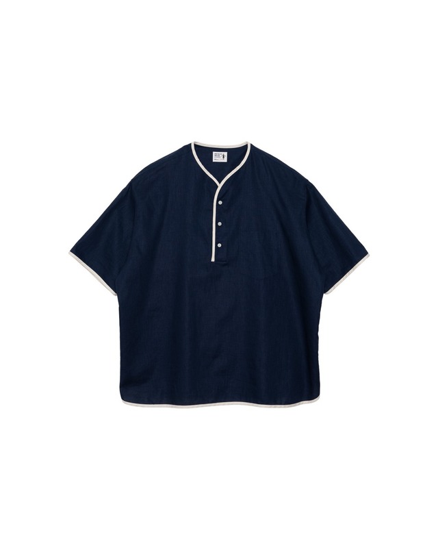 HENLEY NECK DEPARTMENT  Allen - NAVY COTTON LINEN