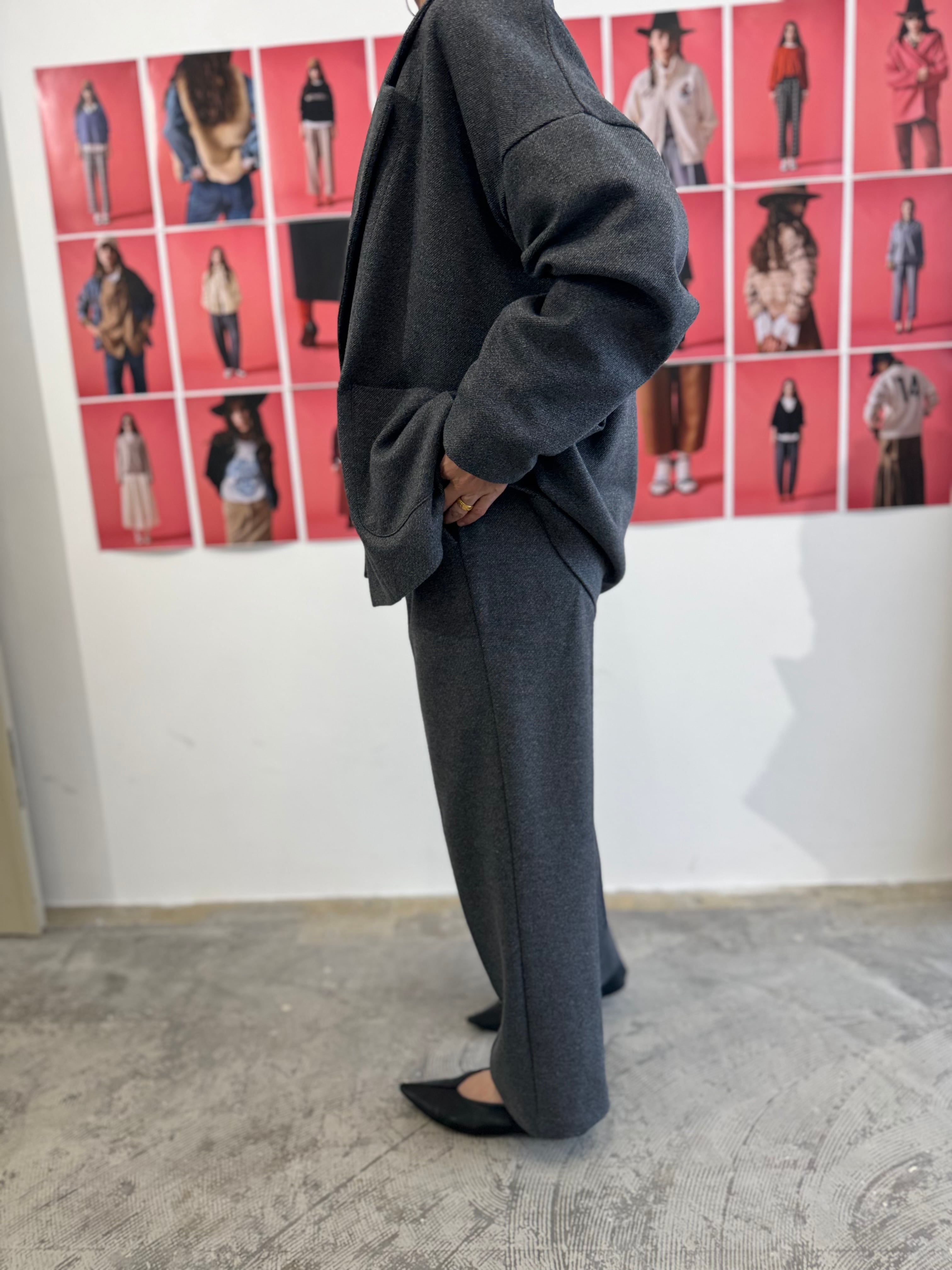 【LEMELANGE】ウールコットンパンツ　セットアップ可