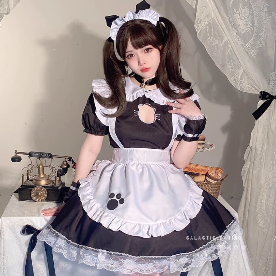 MDD S胸、M胸，MSD可愛いリボンメイド服5点セット☆レッド
