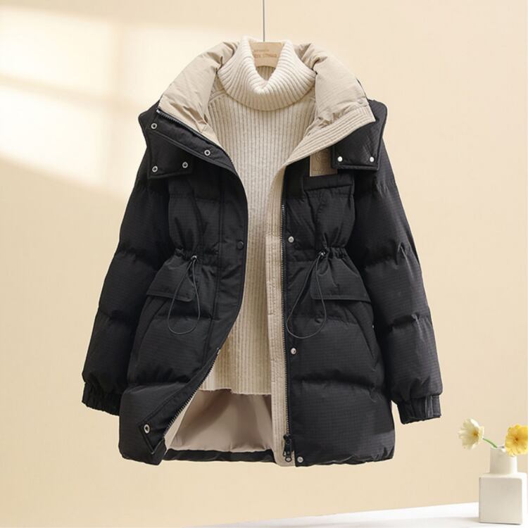 レディース中綿コート ミドル丈 フード付き アウター 冬物 防寒 軽量 A10037