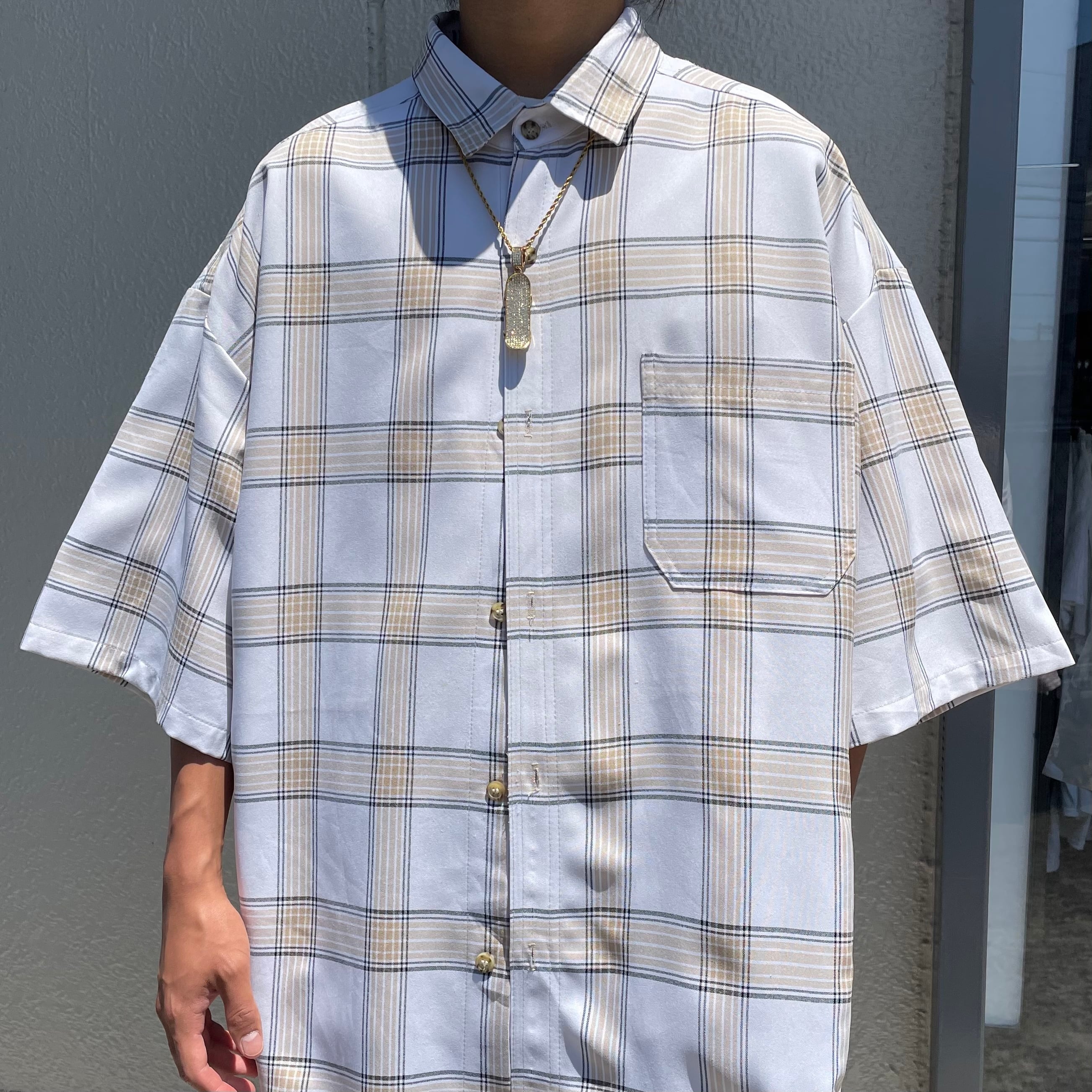 上戸鎖様 専用出品】usa製 半袖シャツ チェック saga 総柄 2XL 古着