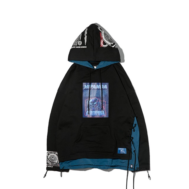 SALE 送料無料【HIPANDA ハイパンダ】レディース フーディー スウェット WOMEN'S FIFTH ELEMENT PRINT HOODIE SWEAT SHIRT / BLACK