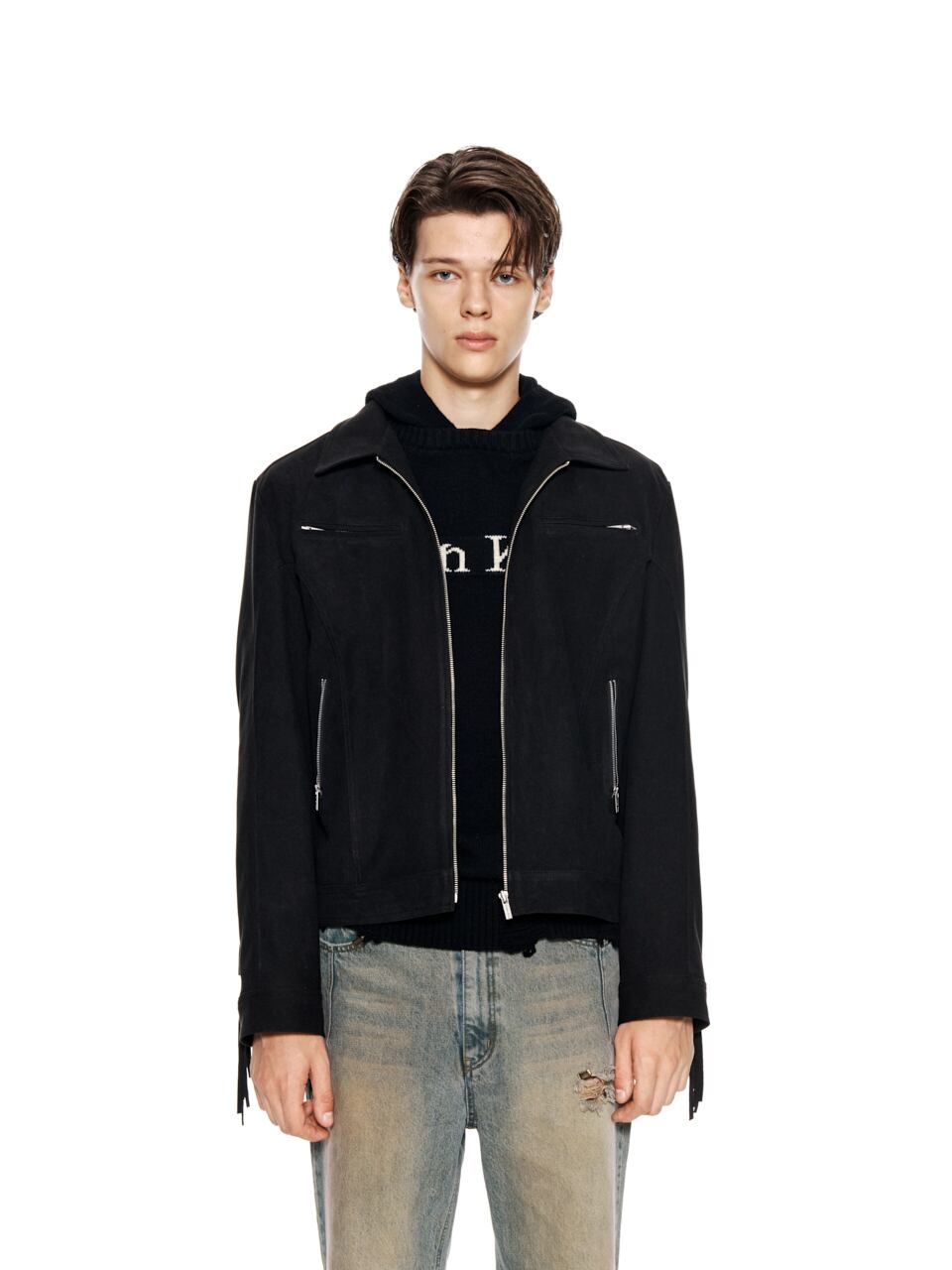 Matin Kim] FRINGE SUEDE JACKET FOR MEN IN BLACK 正規品 韓国