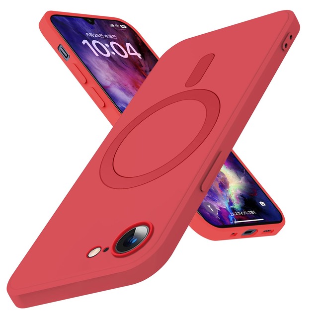 WZOYXOC と互換性のある iPhone SE3/SE2/8/7 用のケース Magnetic ワイヤレス充電 シリコン サンザシ赤
