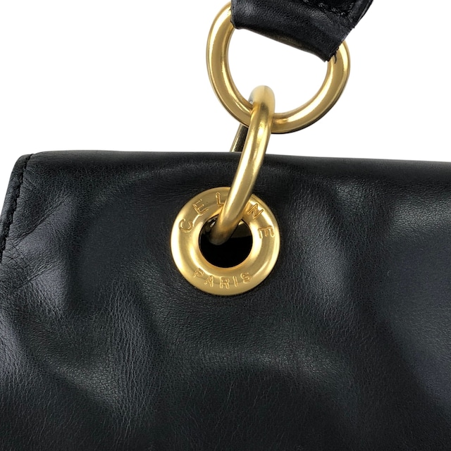 CELINE セリーヌ ショルダーバッグ ブラック レザー 2way vintage ヴィンテージ オールド uezhmr