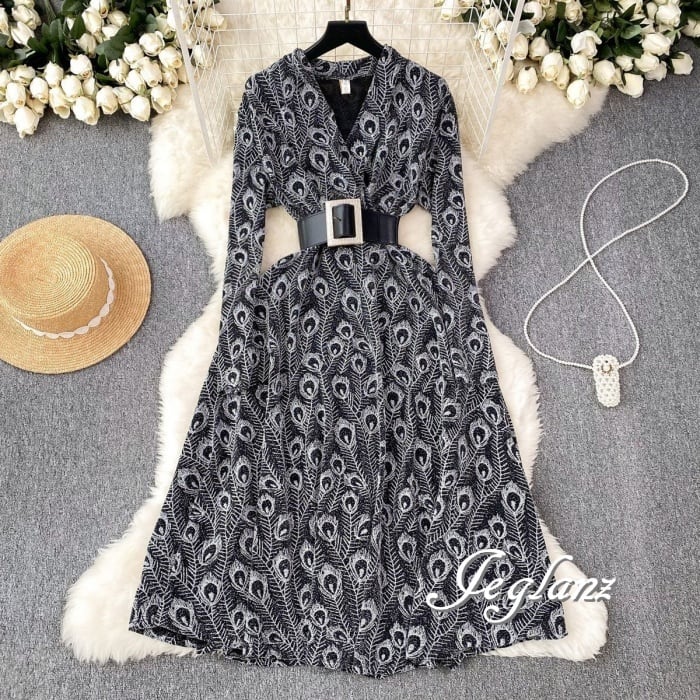 カシュクール ワンピース ドレス ピーコック きれいめ 2色 (M5400)γ